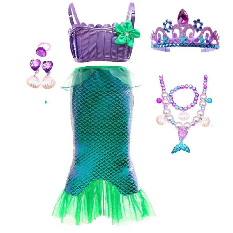 2022 سعر الجملة الأميرة لباس صغير الفتيات حورية البحر الطويلة فستان الفتيات HCMM-007