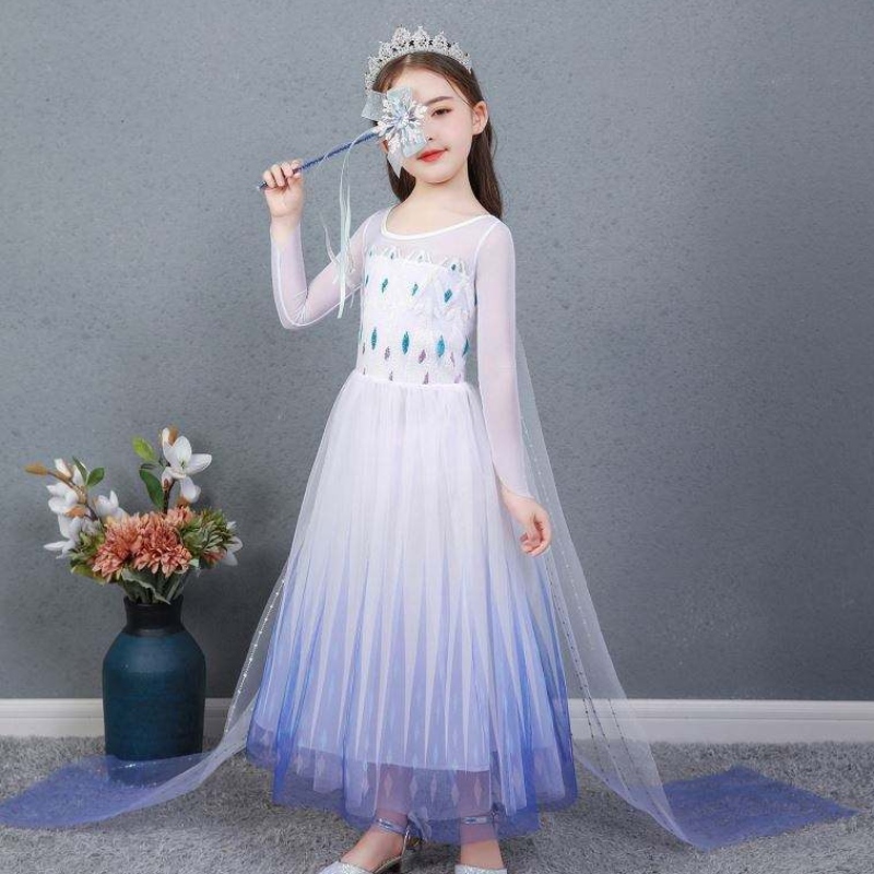 Baige Kids Girl Fancy Cosplay Long Cape Cosplay Party Princess Elsa Costume Costume