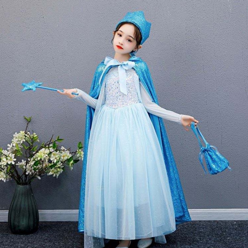 Baige Girl recided Cape Snow Queen Elsa Anna Assume Costume Halloween Christmas for Girls Bx211