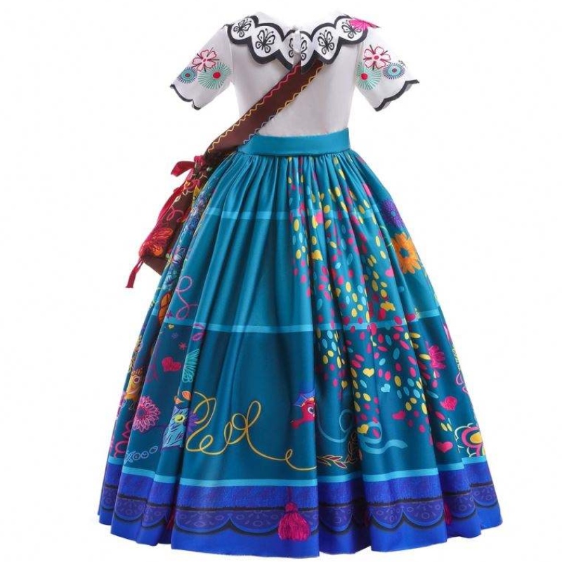 2022 Hot Sale Girls Encanto Movie Dress Up Mirabel Costume Baby Kids Summer Long Long With Bag