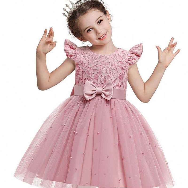 Baige Cross-Border Kids Dress Wholesale Color Color Lace Bowknot Kids \\'s Party Birthress D0761