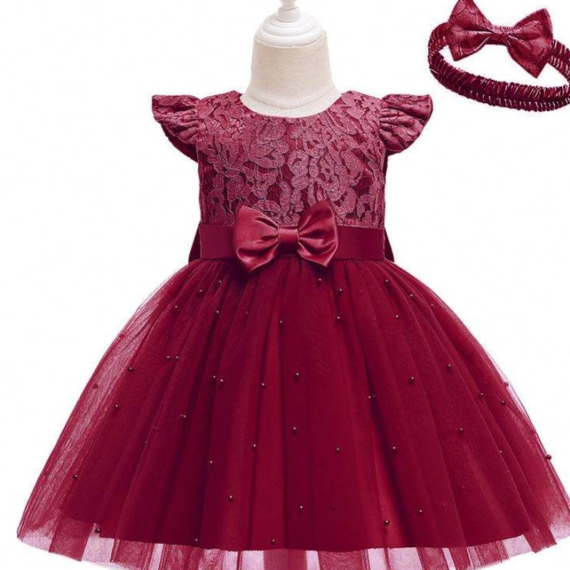 Baige Cross-Border Kids Dress Wholesale Color Color Lace Bowknot Kids \\'s Party Birthress D0761