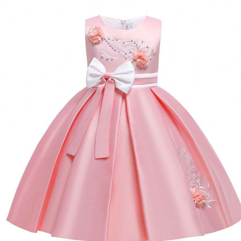 Baige Satin Pattern 4years Kids Ball Dont Kids Flower Girl Party Bress L5285