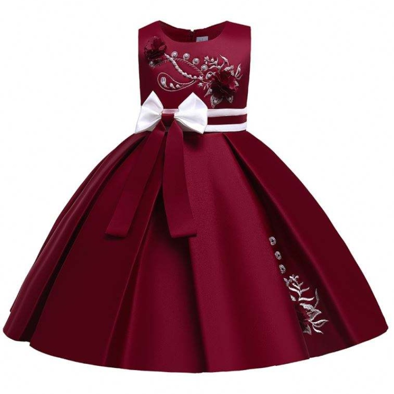 Baige Satin Pattern 4years Kids Ball Dont Kids Flower Girl Party Bress L5285