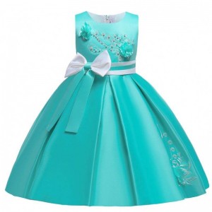 Baige Satin Pattern 4years Kids Ball Dont Kids Flower Girl Party Bress L5285