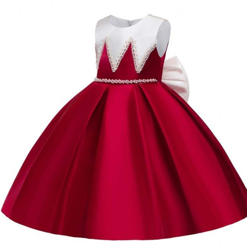 Baige Satin Material Big Bow Knot Red Color الأطفال