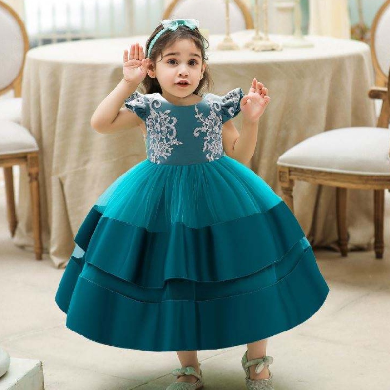 Baige Fashion Flower Flower Weistline Kids Clothing Party Ware Floral Printed Girl Girl Butique Fress for Girl 0-2 Years