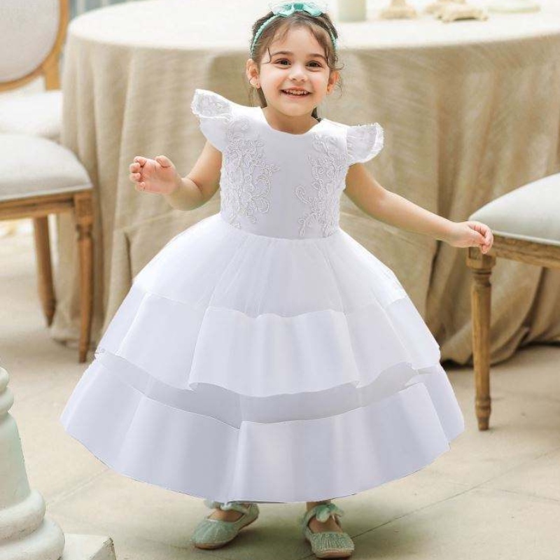 Baige Fashion Flower Flower Weistline Kids Clothing Party Ware Floral Printed Girl Girl Butique Fress for Girl 0-2 Years