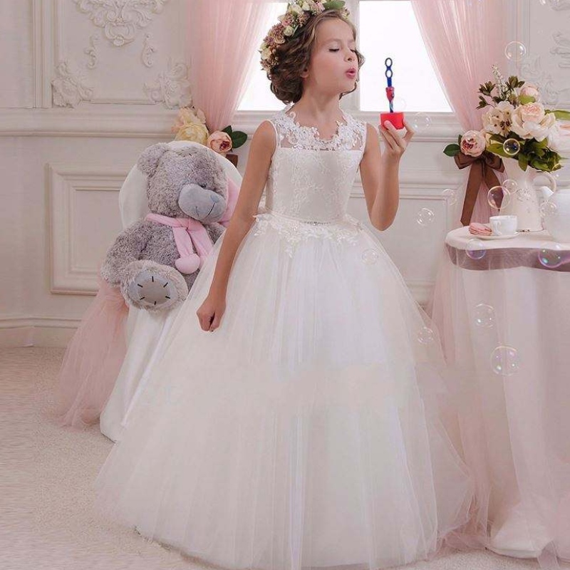 Baige White Wedding Girl Girl Prom Dress Summer Kids Kids Baby