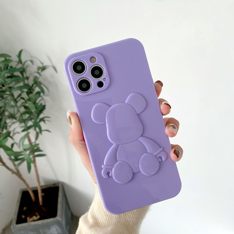 المنتج الجديد مناسب لـ Apple iPhone13Pro Leather Bear Solid Color Phone Case ، وترقية العدسة الحماية الكاملة ضد الخدوش ، وغطاء حماية مكافحة الاكتساب