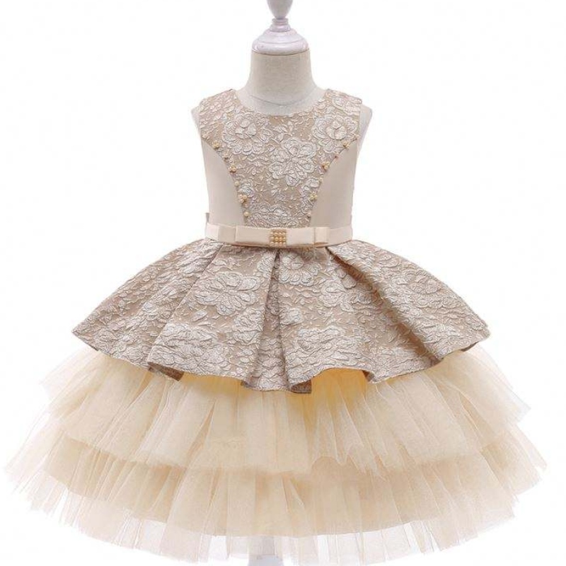 Baige Princess Flower Girl Dress Summer Tutu حفل زفاف حفل عيد ميلاد الأطفال