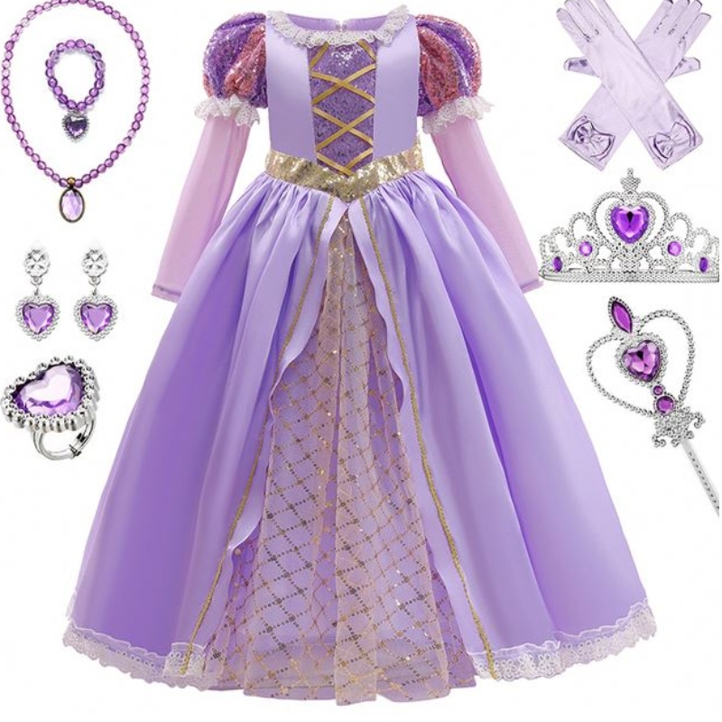 Baige Girls Princess Sofia Dress Cosplay Costume Kids equins sophia layered long sleeves child carnival healween party party