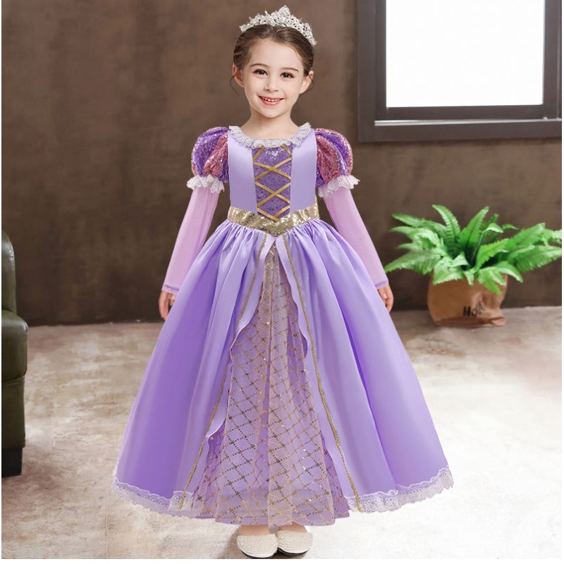 Baige Girls Princess Sofia Dress Cosplay Costume Kids equins sophia layered long sleeves child carnival healween party party