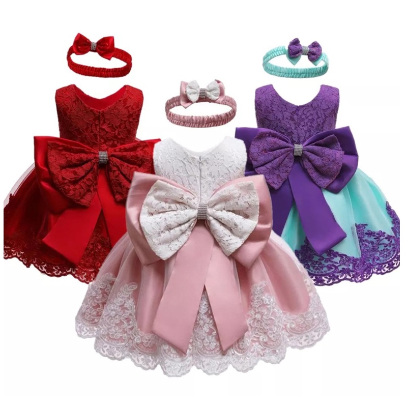 Amazon Hot Sale Kids Princess Dress Bow Lace Dress Dress Sweet Party Dress