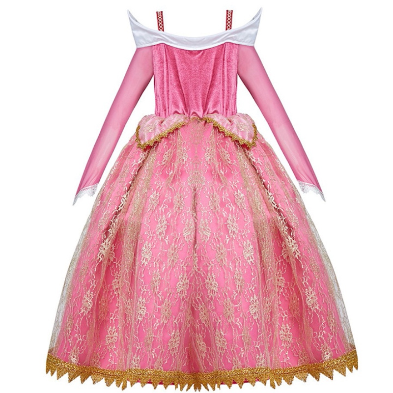 Girls Deluxe Sleeping Beauty Come Princess Costume Long Sleeve Pageant Party Party Basy Children Throse Up Frocks 3-10T