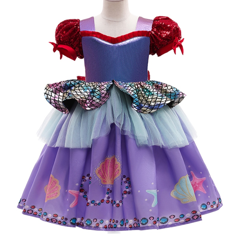 ANSOO AMZDREAMS 2022 مصنع جديد للأطفال حفلة عيد ميلاد الأميرة Mermaid Girl Purple Tutu Dress مع فستان حورية البحر