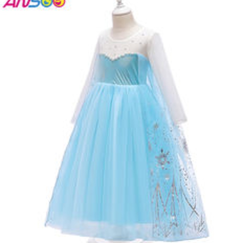ansoo 2022 Girls Elsa Princess Dress Comple for Birthday Party Dress Up Hucked Halloween Cosplay CoSplay