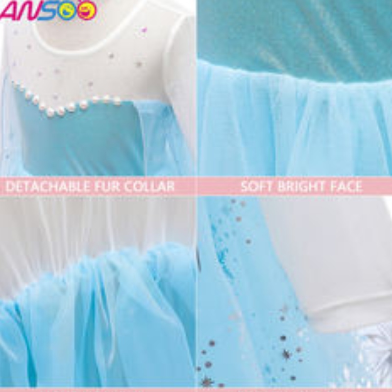 ansoo 2022 Girls Elsa Princess Dress Comple for Birthday Party Dress Up Hucked Halloween Cosplay CoSplay