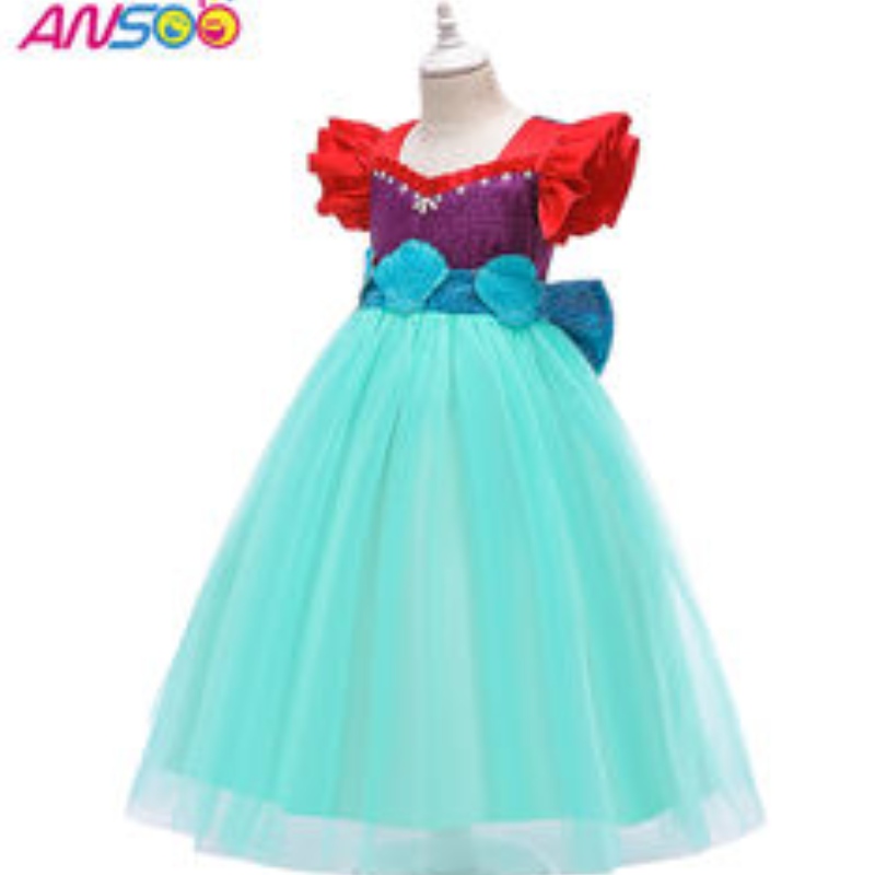 ansoo 2021 OEM/ODM Girl Mermaid Dress Drity Birthday حفل زفاف ملابس زهرة فتاة الأميرة