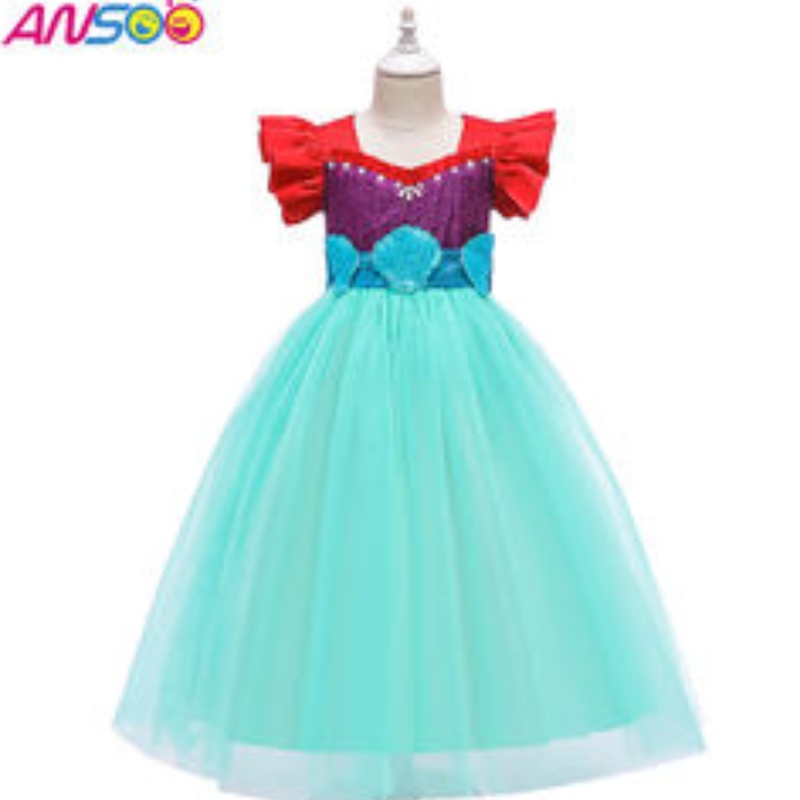 ansoo 2021 OEM/ODM Girl Mermaid Dress Drity Birthday حفل زفاف ملابس زهرة فتاة الأميرة