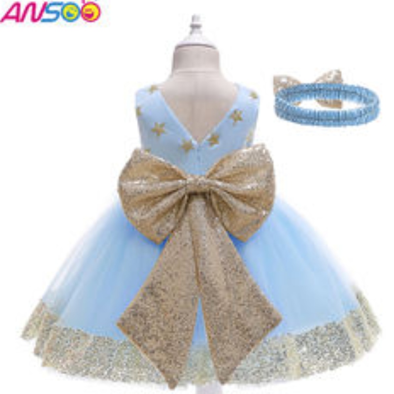 ansoo fancy Kids Dress New Arrival Lace Flower Girl Star Patterns Baby Baby Kids First Birthday Frys for 1-13 Years Girls