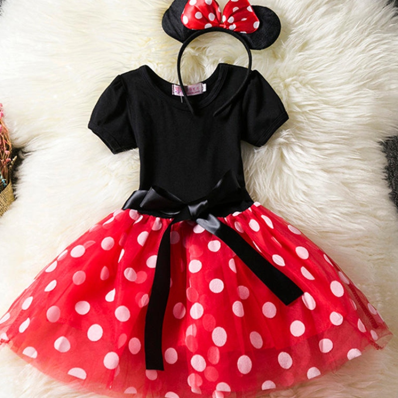 الفتيات Cosplay Cartoon Cartume Kids Summer Summer Summer Sleeve Polka Dot Princess Dress Up Children Birthday حفلة عيد ميلاد الملابس