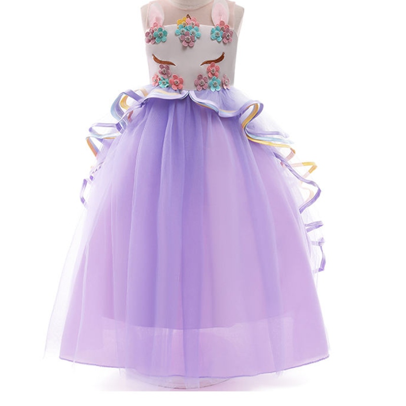 Ansoo Girls Unicorn Dress Party Cosplay Summer Halloween Hucking Weeding Pink Unicorn Dress for 2-13y Girls