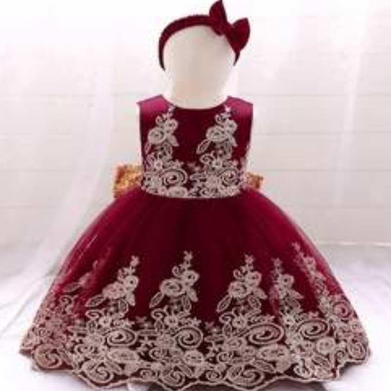 Baige New Lace Frock Kids Party Wear 0-6year Flower Girl Girl Birth Ball Ball Ball Ball