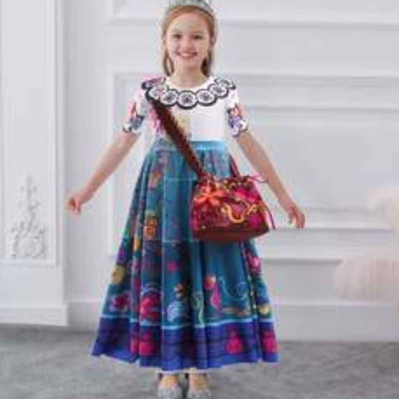 Baige Encanto Mirabel Luisa Cosplay Costume Girl Party Dress Halloween Princess Dress مع حقيبة