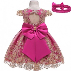 Baige Children \\\\\'s Flower Dress Kids Clothing 0-5y Girls Lace Lace Wedding Dresses with Veadband L5192XZ