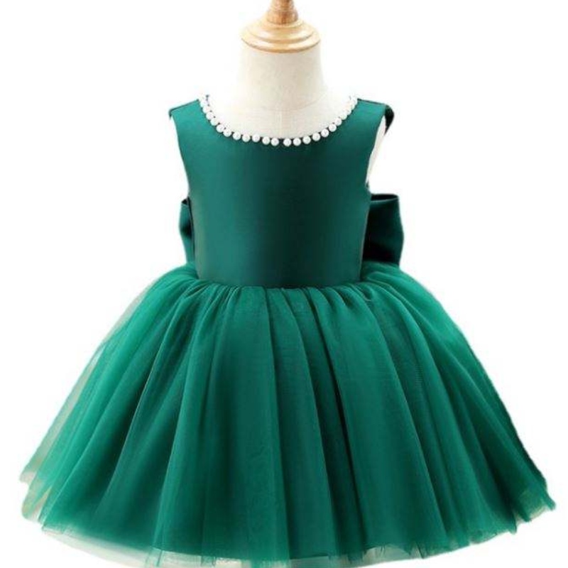 Baige Green Backless Girl Party Dress Kids First Communion ؛ ثوب الأميرة زفاف كرة الزفاف DZ007