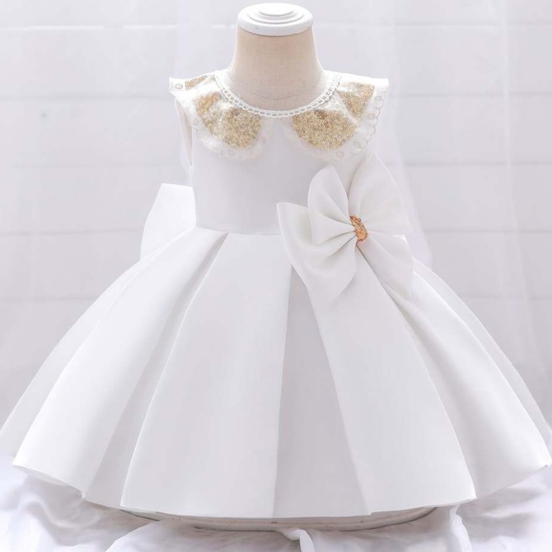 Baige New Born Bird Girl Dresses White First Communion ؛ تعميد ثوب معمودية الرضع