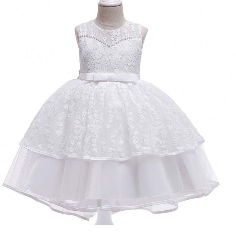 Baige Kids Clothing New Design Summer White Slicveless Girl \\'s Wear Party Dress L5208