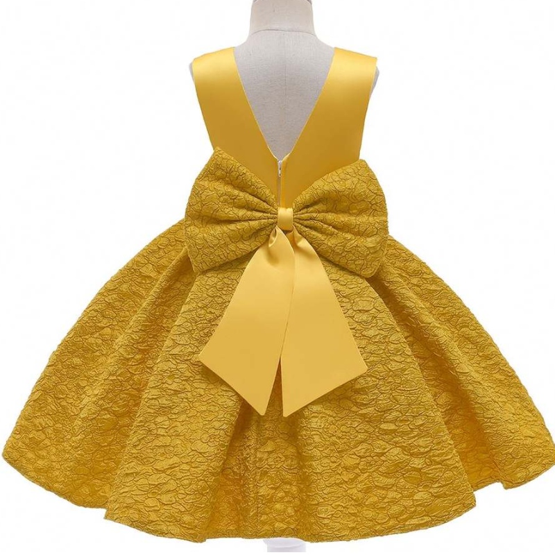 Baige Garment Wholesale Custom Dress Royal Yellow Ball Vongy Mini A Bress for Kids