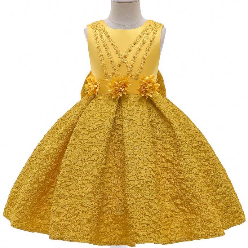 Baige Garment Wholesale Custom Dress Royal Yellow Ball Vongy Mini A Bress for Kids