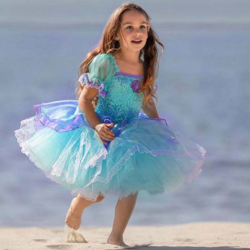 Baigelittle Mermaid Ariel Princess Dress Asy Halloween Comples Dress Up Party Girls Cosplay Kids Ball Ball