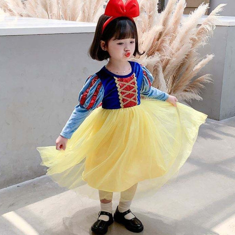 Baige 2021 New Style Girls Cosplay Costume Dresses Elsa Anna Princess Fancy Snow Queen Dress