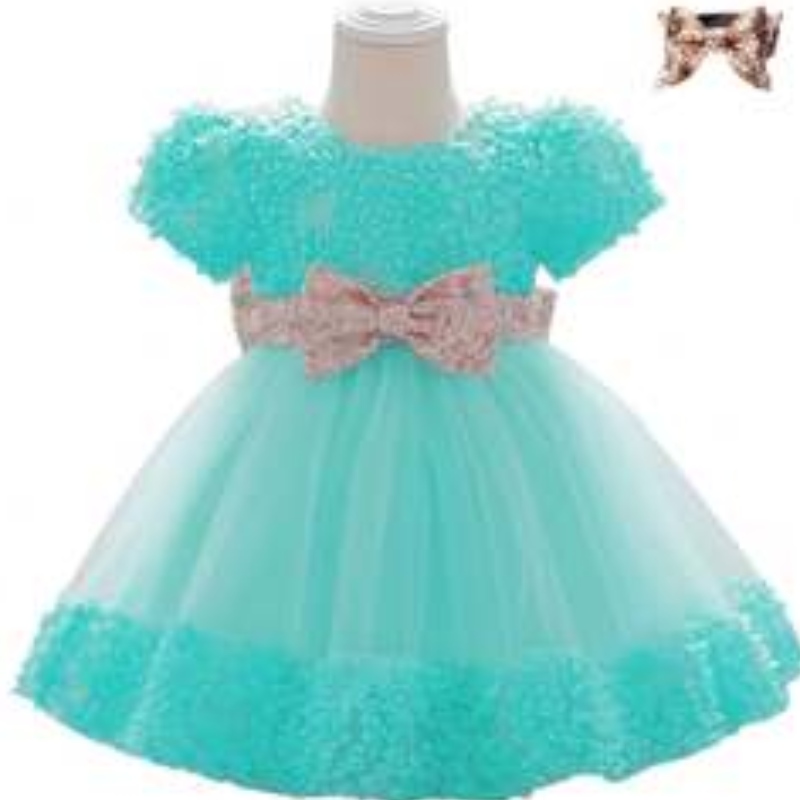 Baige Hot Dresses New Dresses Flower Birthday Children Baby Girls Party Dress Design with Bow L1941XZ