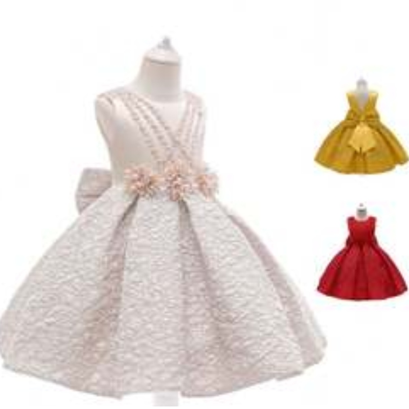 Baigenew Satin Flower Girl Princess Dress Kids Baby Party Bridesmaid Ball Ball L5252