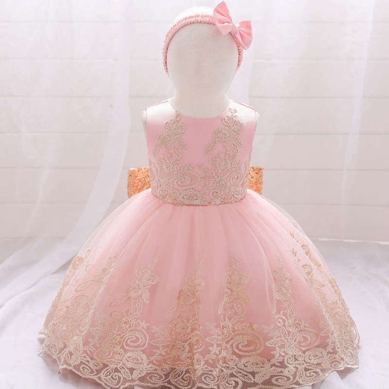 Baige New Lace Frock Kids Party Wear 0-6year Flower Girl Girl Party Ball Ball L2023XZ