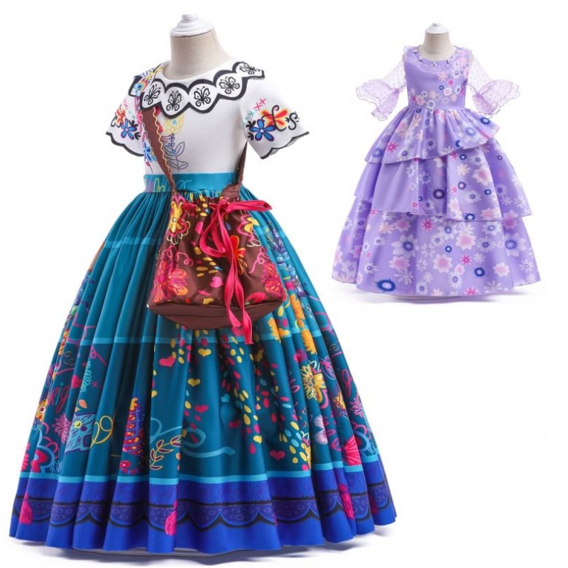 Baige Encanto Mirabel Isabella Purple Girl Dress Long Sleeves New Carnival Kids Party Cosplay Cosplay