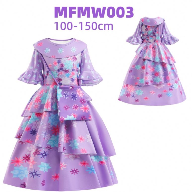 Baige Encanto Mirabel Isabella Purple Girl Dress Long Sleeves New Carnival Kids Party Cosplay Cosplay