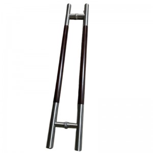 SS-039 قبضة خشبية المعاصرة مقبض السلم على طراز السلم ، مقبض باب زجاجي من الفولاذ المقاوم للصدأ