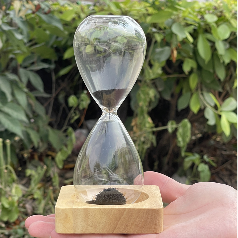 Amazon Hot Deals Glass Glass Whand Whide Homeirs 15/30minute Magnetic Sand Timer Hoursh مع قاعدة خشبية