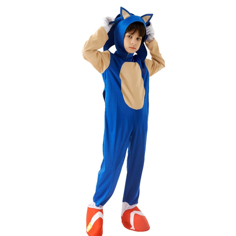 2022 Kids Cute Super Sonic Movie Costume Performance Black Blue Sonic Costume