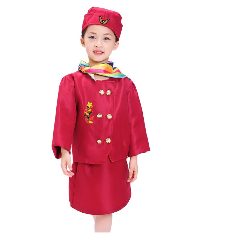 الأطفال يلعبون دورًا في الأزياء Cosplay Costume Airline Costume Assum