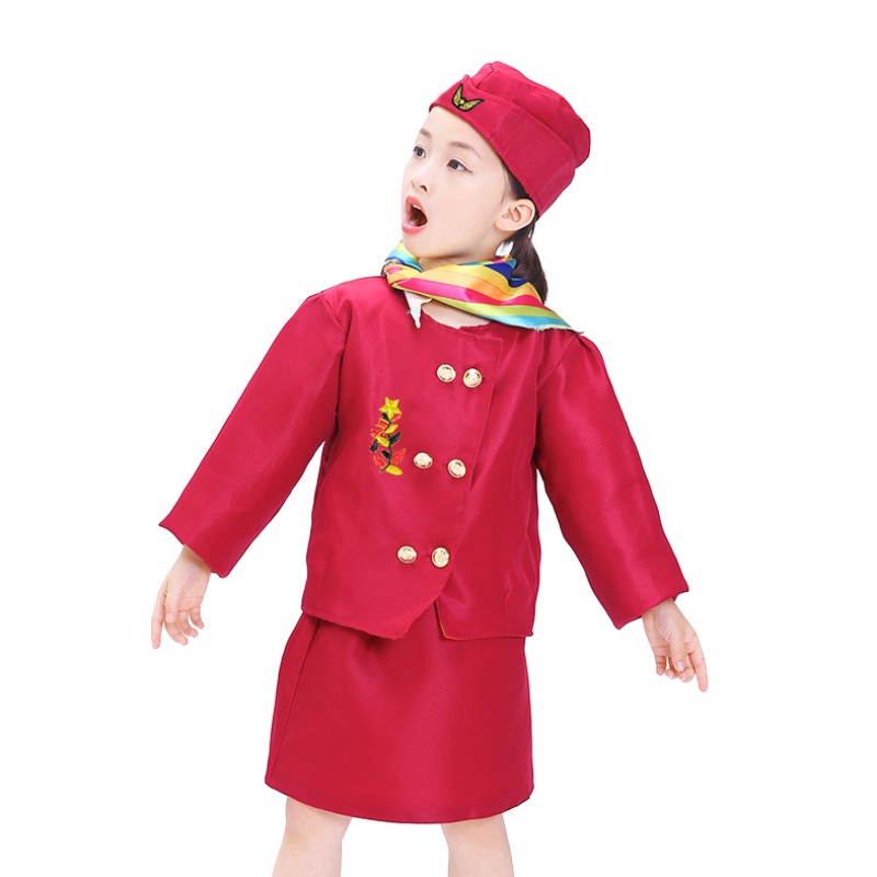 الأطفال يلعبون دورًا في الأزياء Cosplay Costume Airline Costume Assum