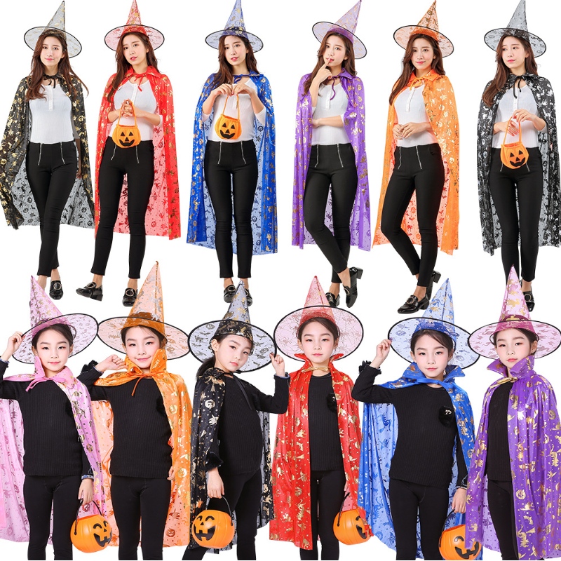 البيع بالجملة الساخنة بيع الأطفال Cosplay Pumpkin Point Witch Cloak Halloween Cape Pervent Suit Cape