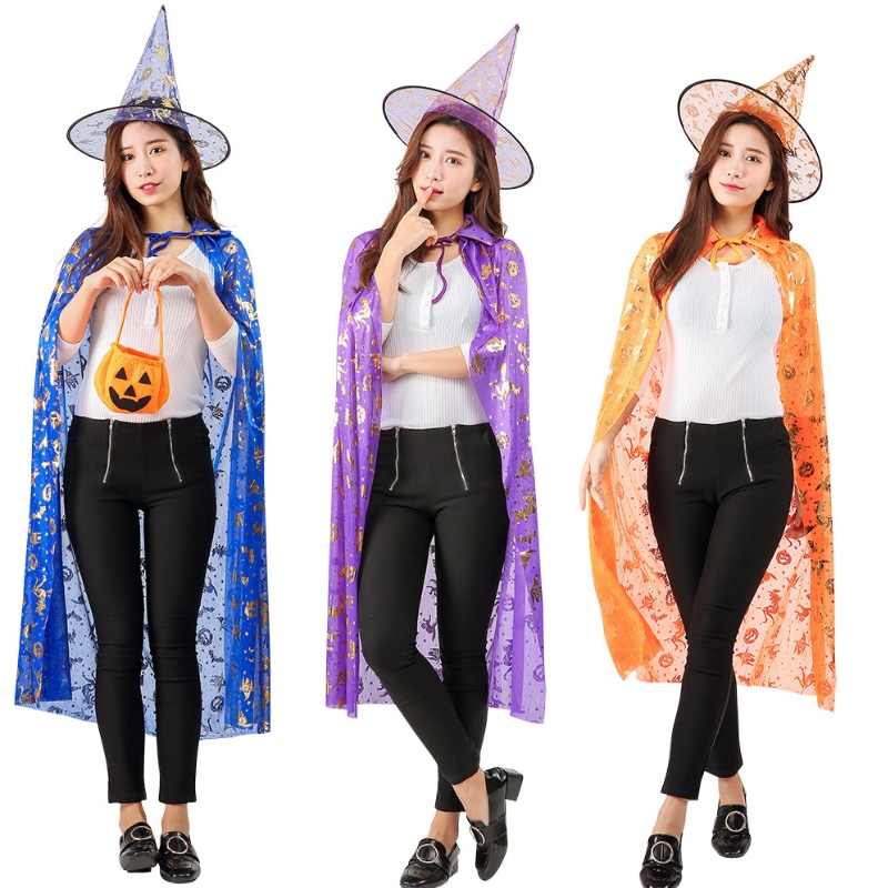 البيع بالجملة الساخنة بيع الأطفال Cosplay Pumpkin Point Witch Cloak Halloween Cape Pervent Suit Cape