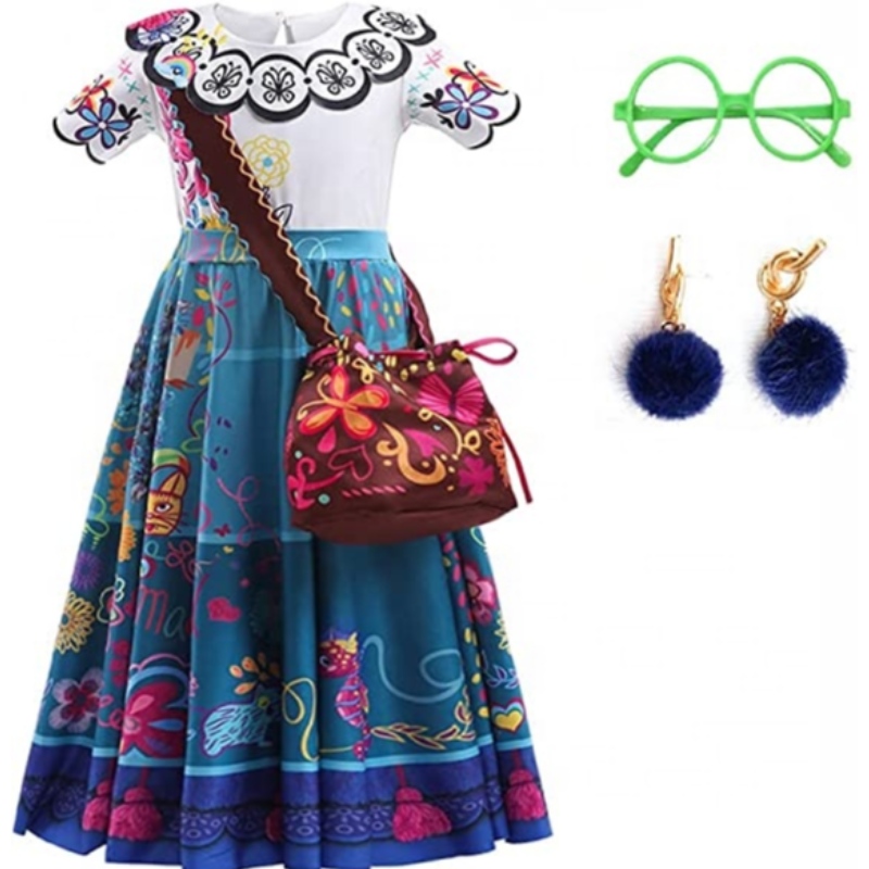 Baige Mirabel Cosplay Costume Kids Kids Carnival Carnival Halloween Princess Dress Encanto Madrigal Dress